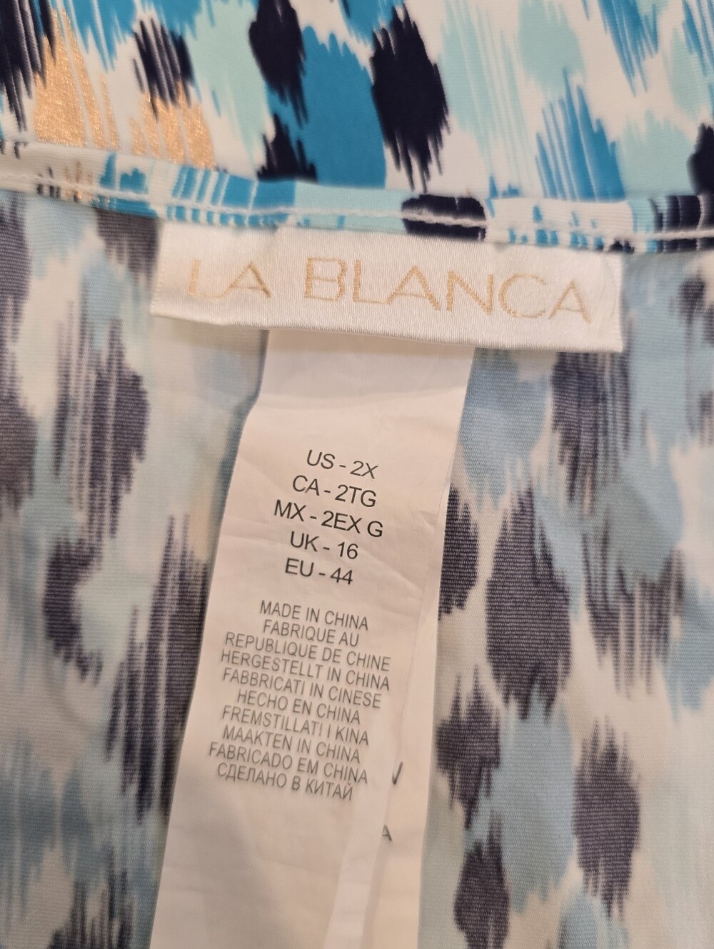 La Blanca swim coverup size 2X caftan blue gold - Picture 7 of 9